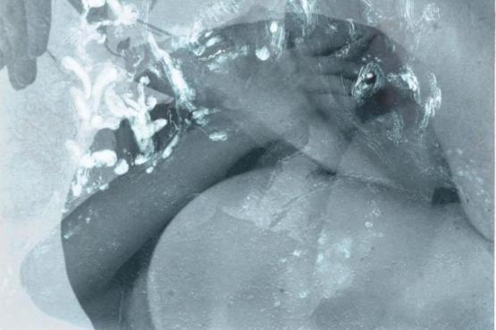 Black and white blurred photo image advertising exhibition