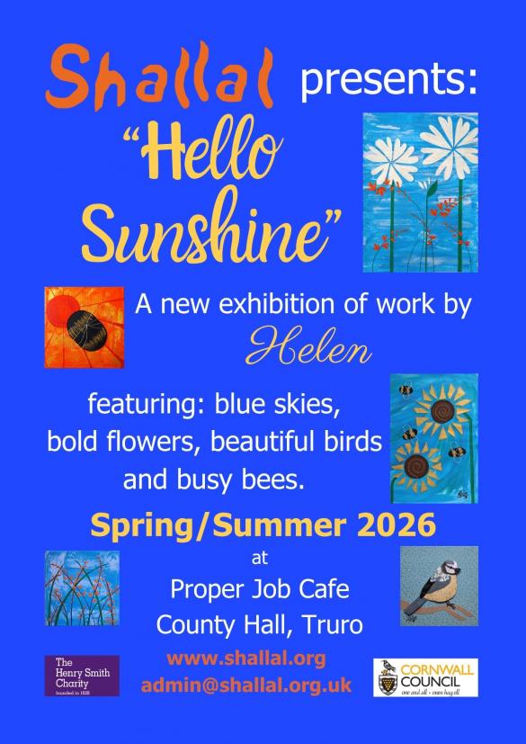 blue poster with flower and bee images
