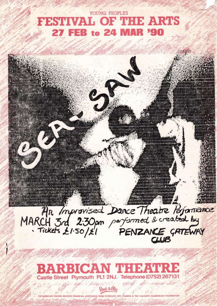 Poster for the 'Sea Saw' show at the Barbican Theatre in Plymouth
