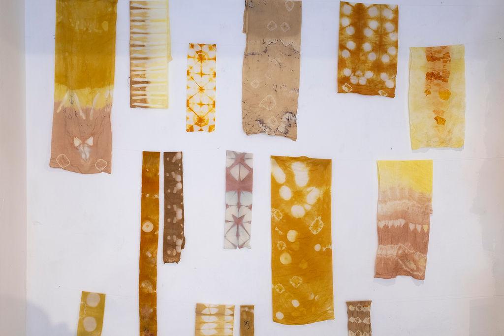 yellow silk tie dye wall hangings