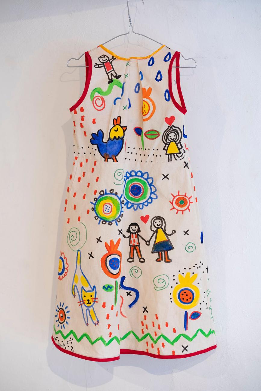a colourful handmade dress 
