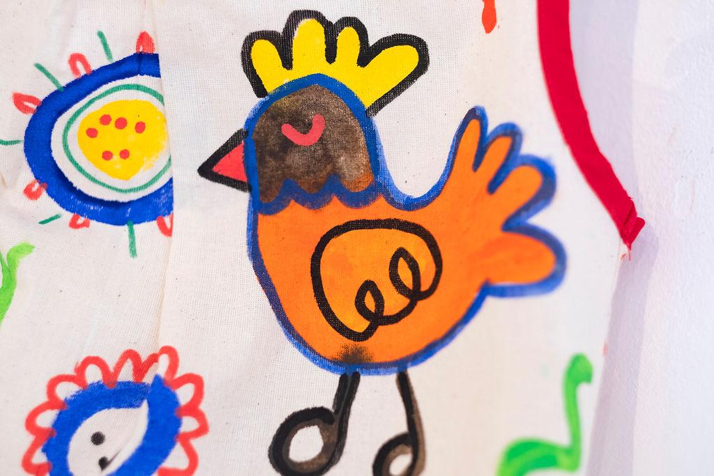 chicken painting on dress