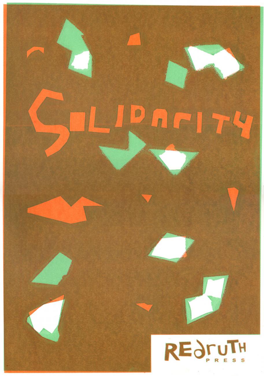 brown poster with shapes that says "solidarity"